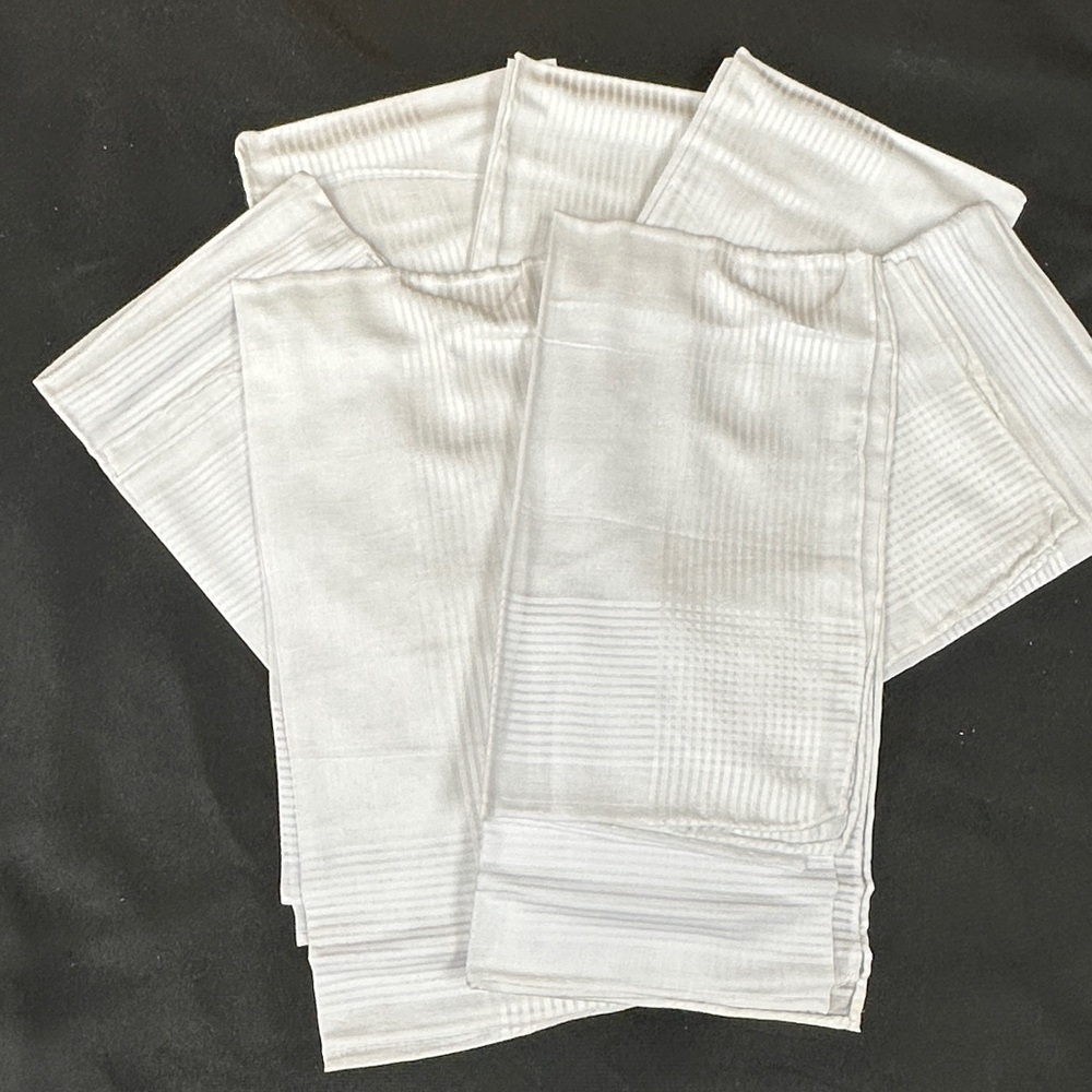 Vintage Men’s 100% Mercerized Cotton Handkerchief white Hand rolled 7 pack new